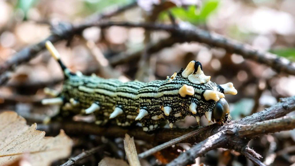 Caterpillar-ul „Bone Collector” – insecta care se camuflează cu oasele prăzii sale – descoperire bizară din 2025