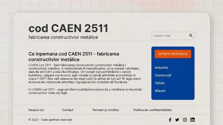 Cod CAEN 2511 în 2026 – Fabricarea de construcții metalice și părți componente ale structurilor metalice